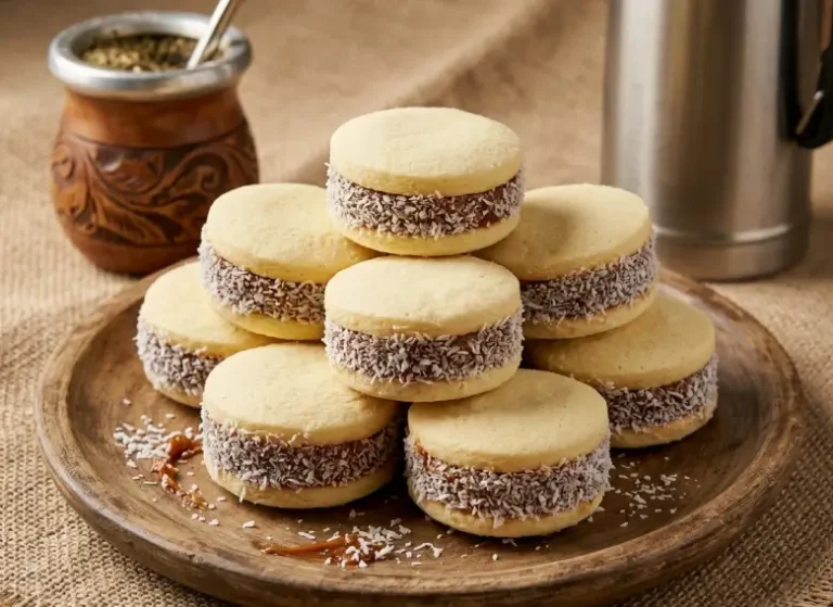 Alfajores de maicena caseros con abundante dulce de leche elaborados por Maru Rodríguez.